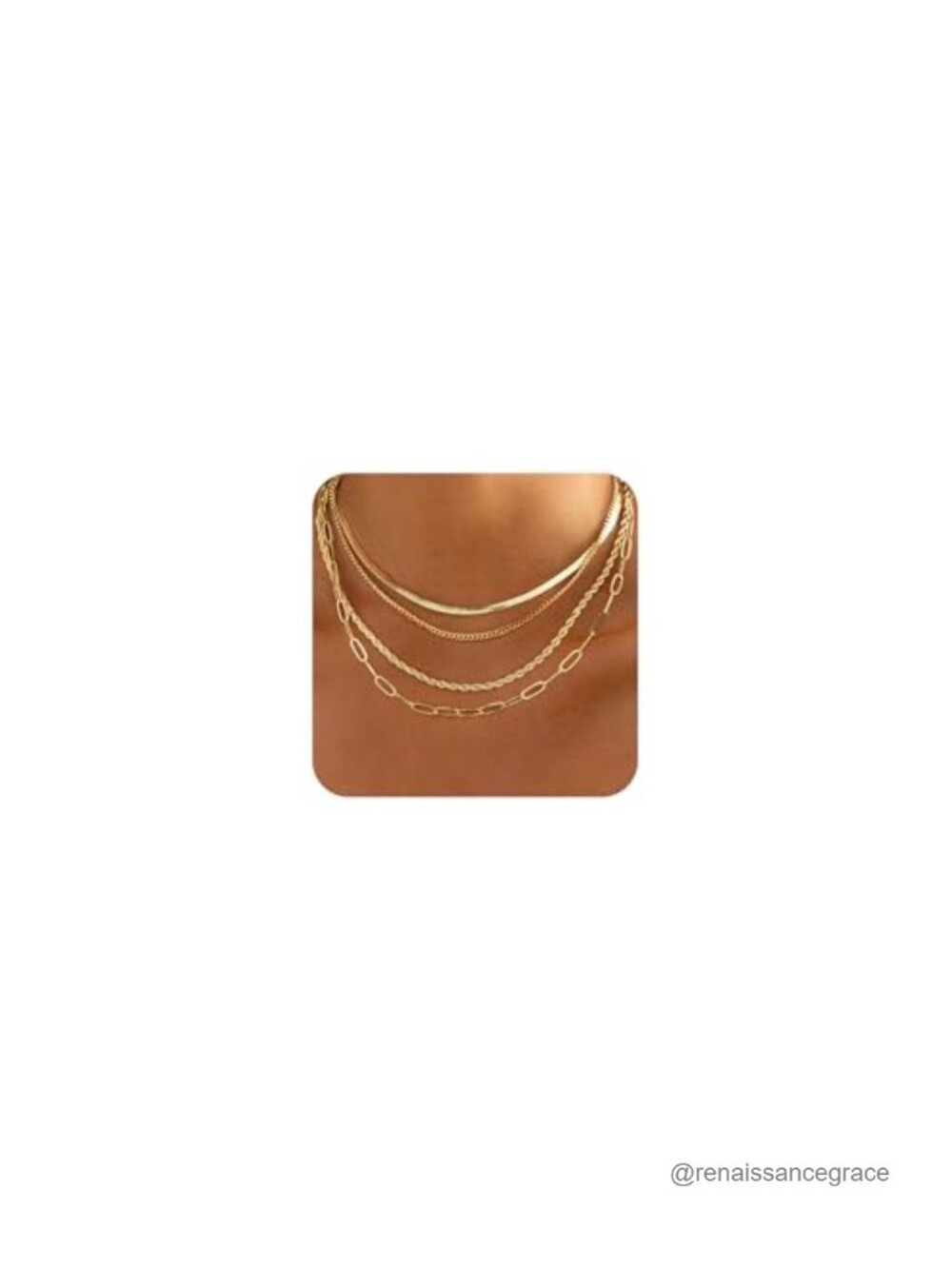 Layered Necklace Set for Women - 4 Chain Styles Gold